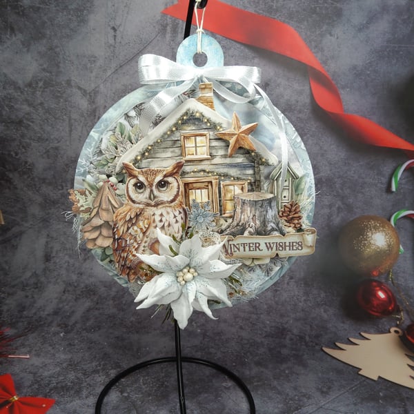 Handmade Christmas Hanging Decoration (1c) Handcrafted Festive Decoration 