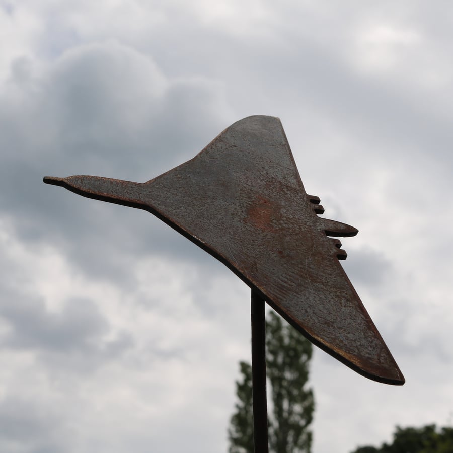 Rusty metal Vulcan bomber outdoor and garden gift for plane enthusiast 