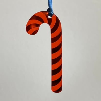 Red mirrored acrylic candy cane decoration