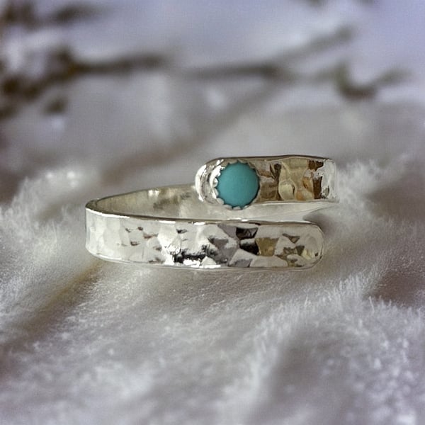 Silver Wrap Open Ring With Turquoise