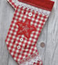 Scandi Style Gingham Christmas Stocking with Hand Embroidered Red Felt Star - Image 2