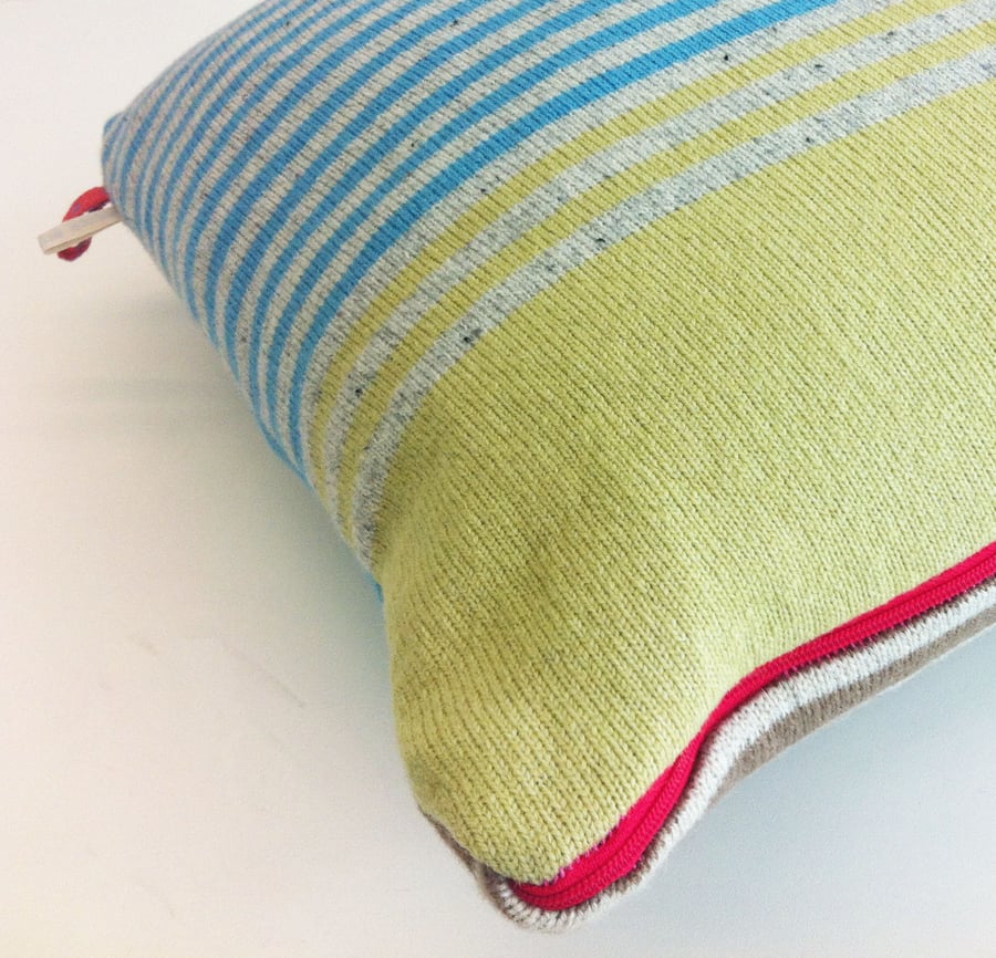Stripey Lambswool Handmade one off Cushion