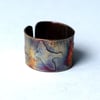 Etched copper bird on wing ring - adjustable size