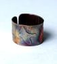 Etched copper bird on wing ring - adjustable size - Image 1