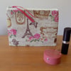 Paris Vintage Style Fabric Storage Pouch Make Up Bag Case