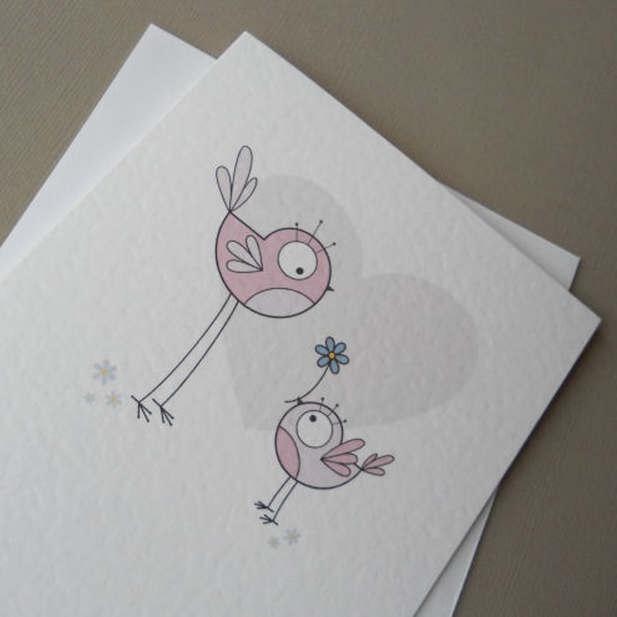 little bird mothers day card (pink)