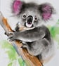 Cute Koala Watercolour Painting on Paper and Framed (One of a Kind)