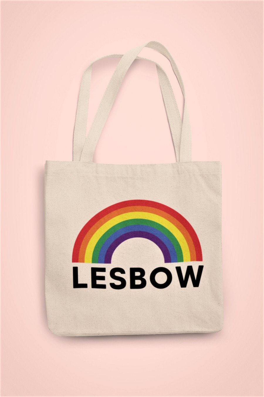 Lesbow Rainbow Tote Bag Lesbian LGBT Gay Reusable Cotton bag - Pride Theme 