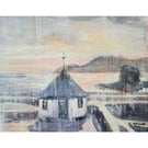 The Roundhouse Charlestown Cornwall Mixed Media Painting on Yupo Paper Mounted