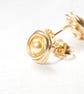 Handmade 14K Gold Filled Small Stud Earrings with Swarovski Pearl - Gold - Image 3