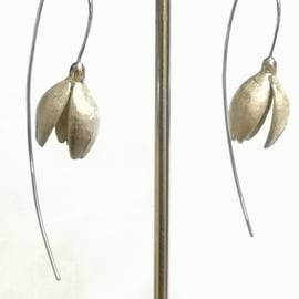 Snowdrop earrings hand made from Sterling Silver
