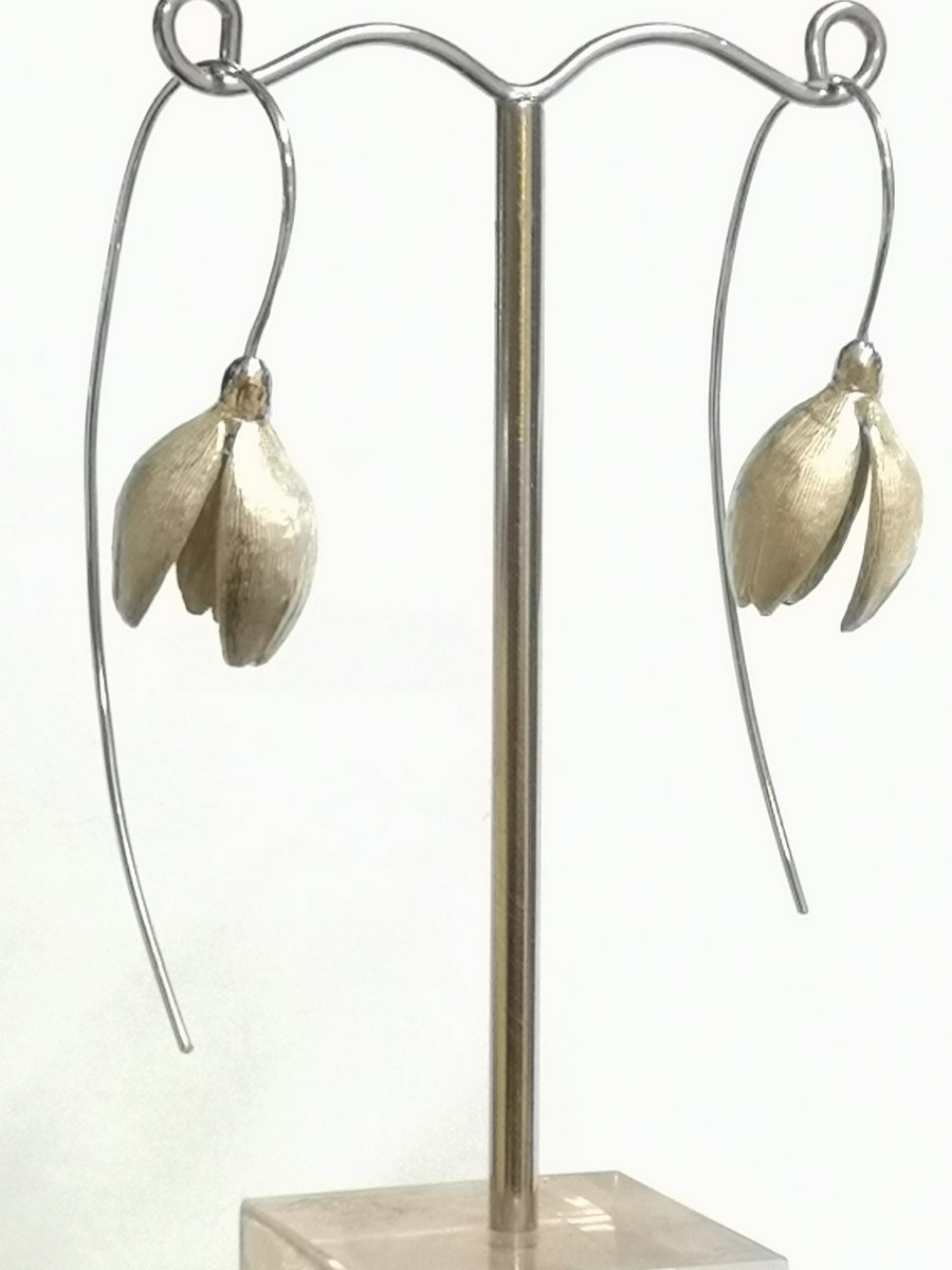 Snowdrop earrings hand made from Sterling Silver