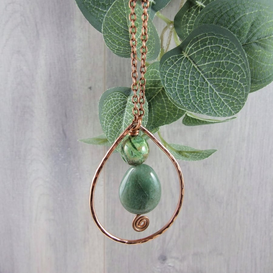 Hanging Decoration, Copper with Agate and Jasper Suncatcher - Seconds Sunday 