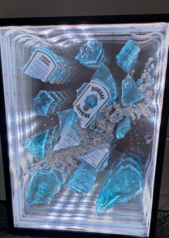 Bombay Sapphire Smashed Gin Bottle Infinity Box Frame