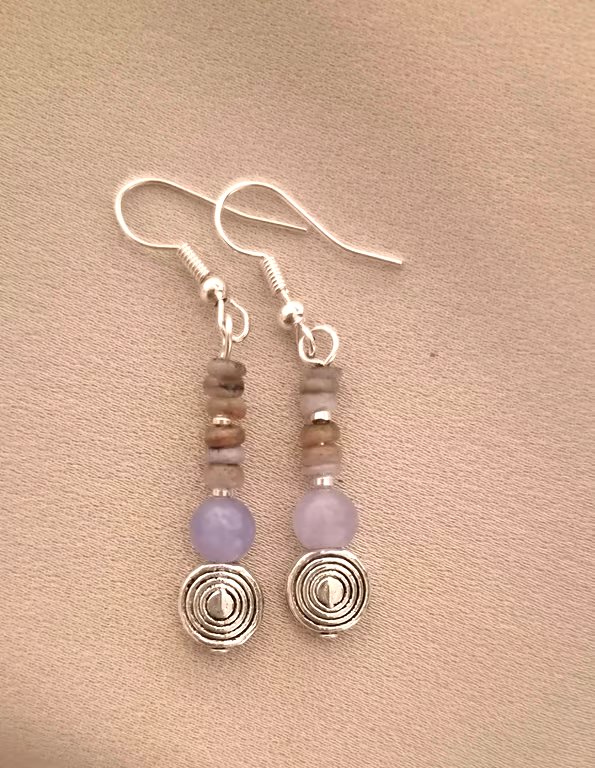 Lilac and Silver Swirl Earrings Hand Made