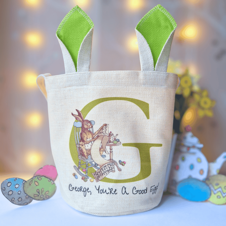 Personalised Easter Hare Egg Hunt Basket 