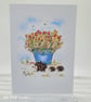 Easter Card - spring, hedgehogs, flowers, blank 