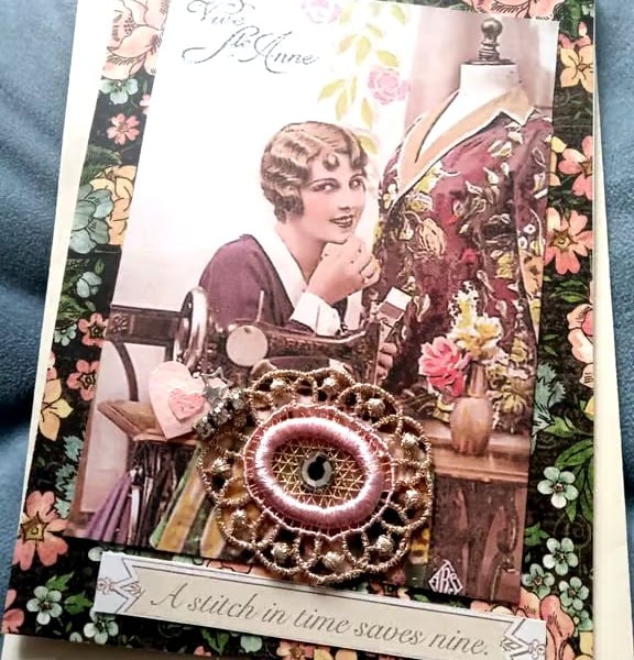 Vintage-style Birthday Card - Pretty Sewing Card - Keepsake - Special Card