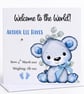 Personalised Baby Boy Welcome Card - Blue Teddy Bear New Baby Card - Image 3