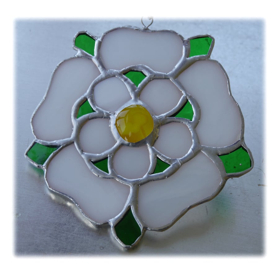  Yorkshire Rose Suncatcher Stained Glass 052