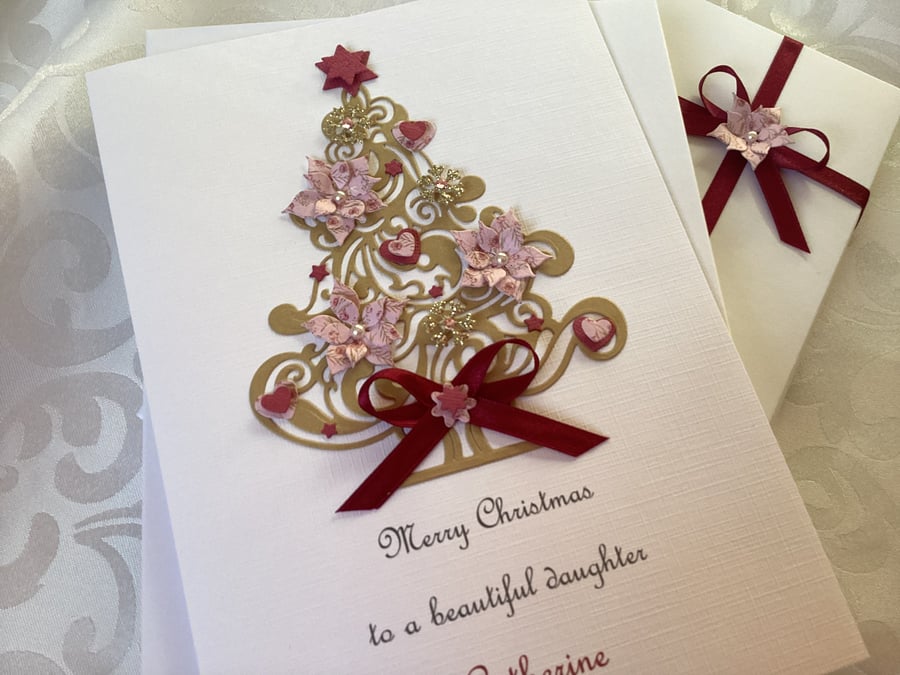 Handmade Personalised Christmas Card Gift Boxed Daughter Granddaughter Wife Mum