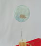Embroidered Raincloud fabric ornament on wooden block - Image 4