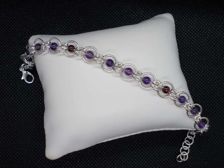 SALE - Amethyst and garnet encircled bracelet