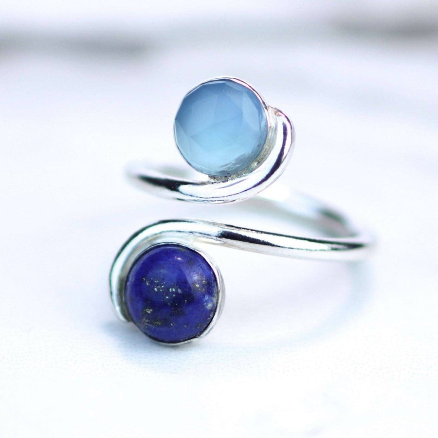 Blue gemstone adjustable ring - gemstone ring - gemstone jewelry - lapis ring - 