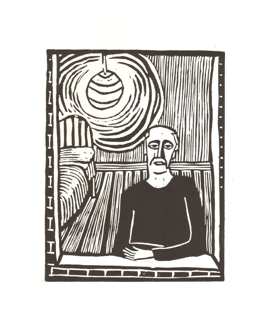 Lino print, limited edition, mental health awareness, loneliness