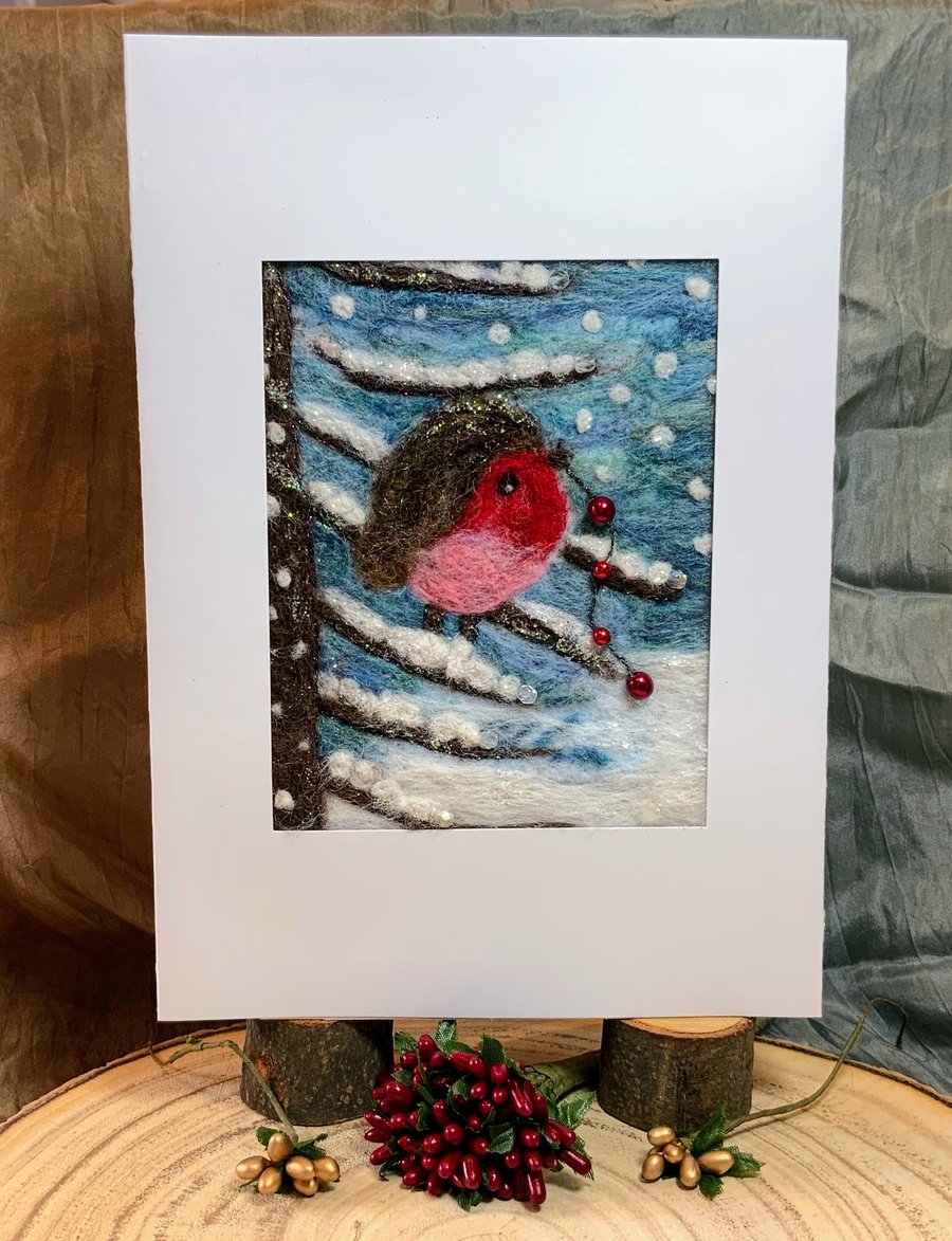 Robin In The Tree - Christmas Card.