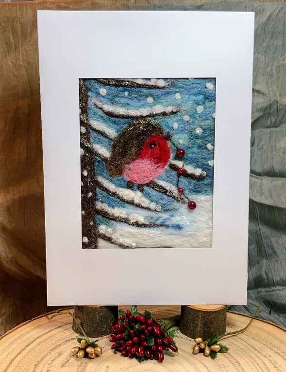 Robin In The Tree - Christmas Card.