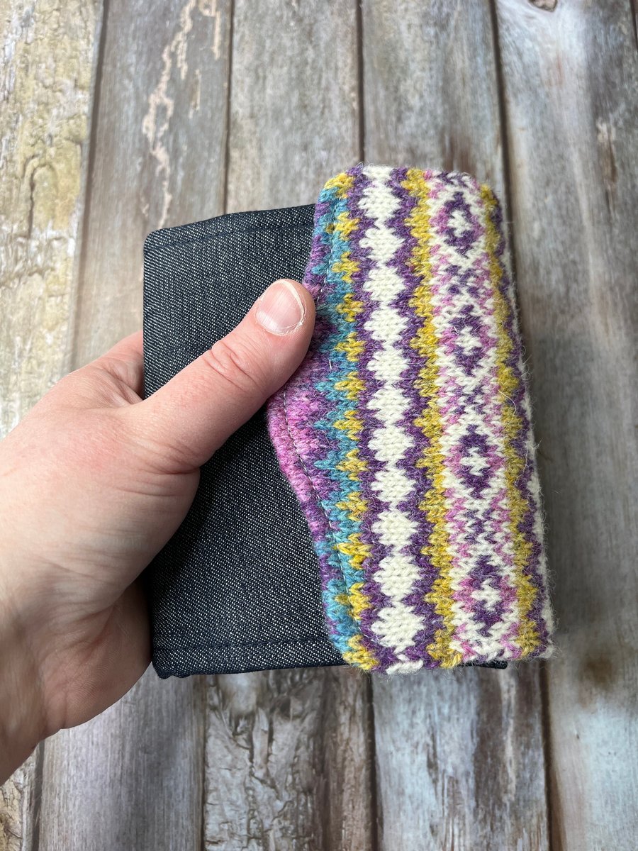 Shetland Sunrise Wool and Denim Fair Isle Purse