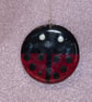 Large Ladybird Garden Hanger in Red & Black Fused Glass - 6167 - Image 3