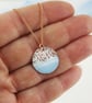 Enamel Pendant Handmade with Rose Textured Stamped Copper - Image 1