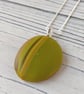Chartreuse glass pebble pendant with chain - Image 2