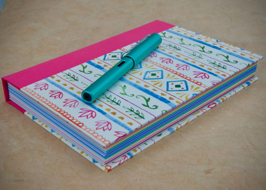 A5 Quarter-bound Hardback Page-a-day Journal with decorative patterned cover