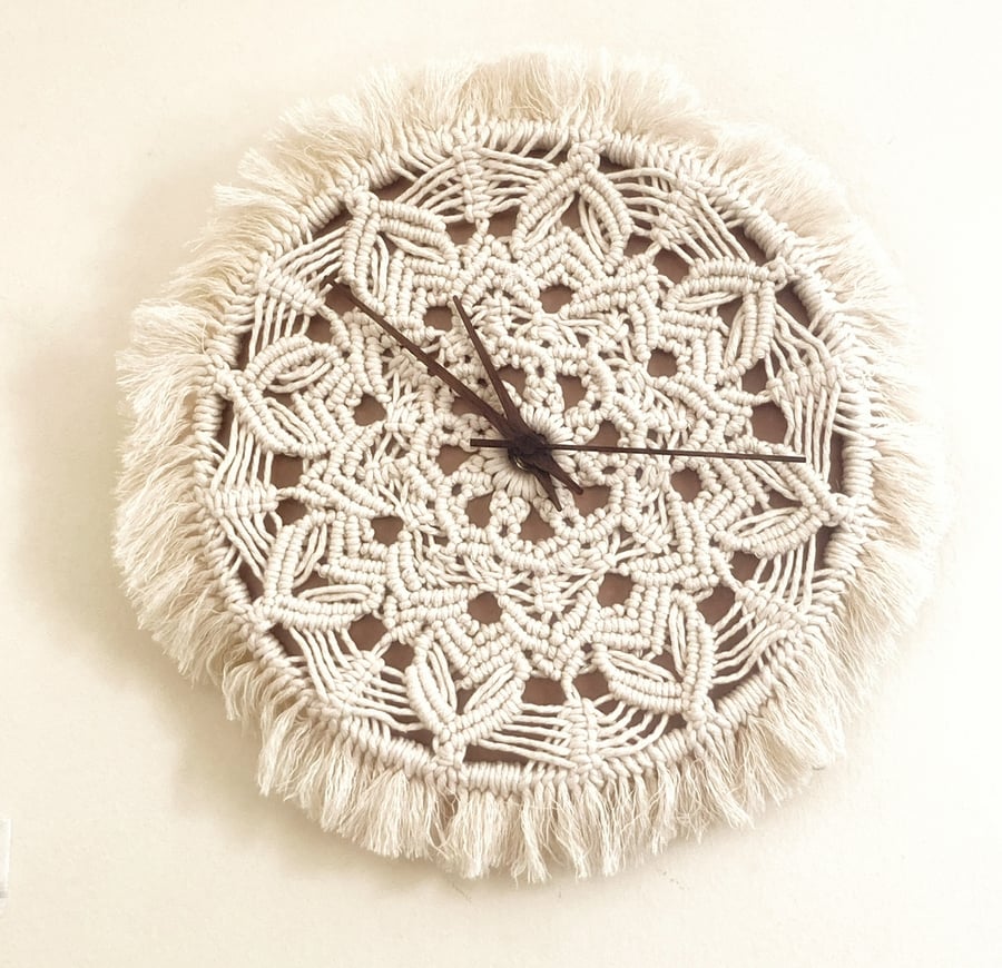 Boho Macrame  Mandala wall clock, includes free UK delivery