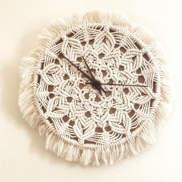 Bohemian Mandala macrame wall clock, includes free UK delivery