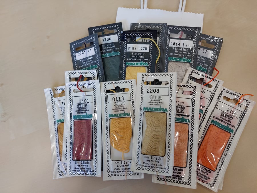 Grab Bag of 16 Embroidery Threads Various Colours