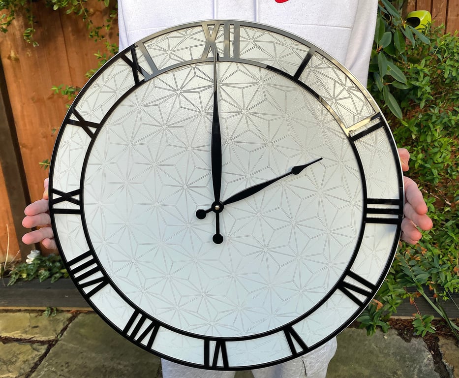 Wall Clock, Large Round Wall Clock, Geometric Design