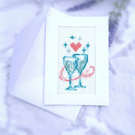 Handmade Cross Stitch Champagne Card — Wedding, Anniversary, Engagement