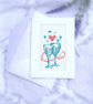 Handmade Cross Stitch Champagne Card — Wedding, Anniversary, Engagement