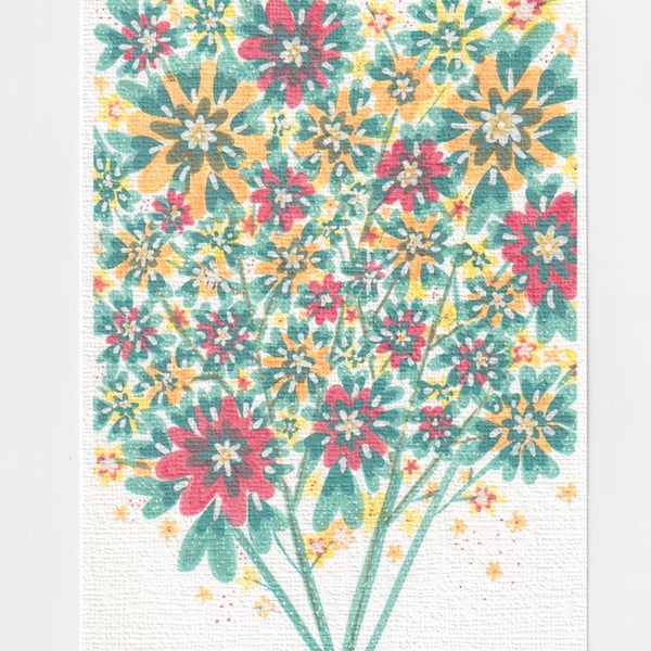 Bunch of Flowers Print. A5 Bouquet Illustration