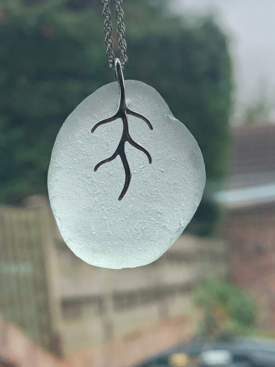 Sterling silver and aqua seaglass pendant