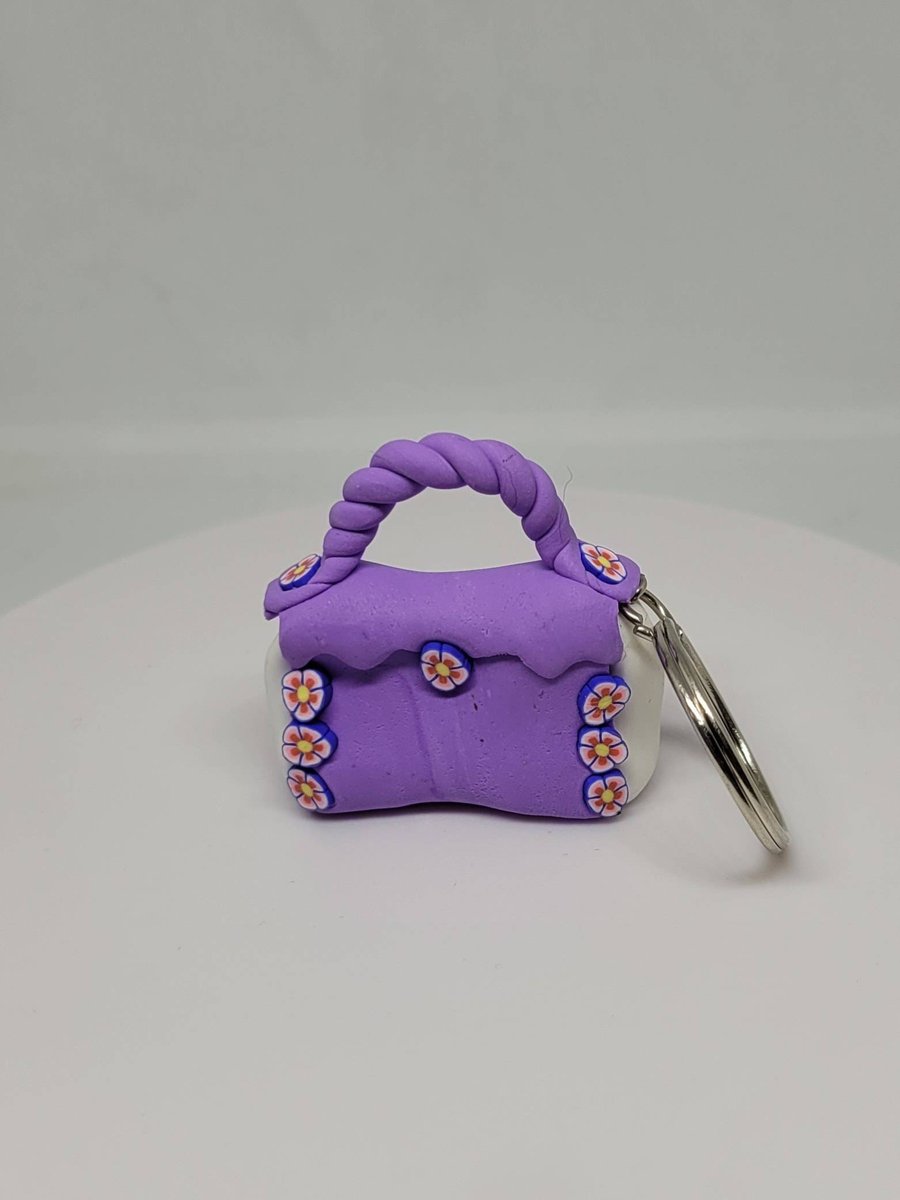 Polymer clay handbag keyring 112 scale miniature novelty gift