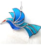 Hummingbird Blue Teal Suncatcher Stained Glass Handmade Bird - Image 8