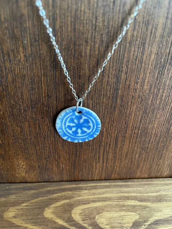 Sky blue porcelain necklace