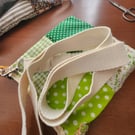 Green patchwork crossbody bag, hand sewn
