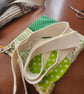 Green patchwork crossbody bag, hand sewn