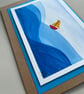 Card, boat greetings card, Fathers day, original artwork, blank, birthday. - Image 3